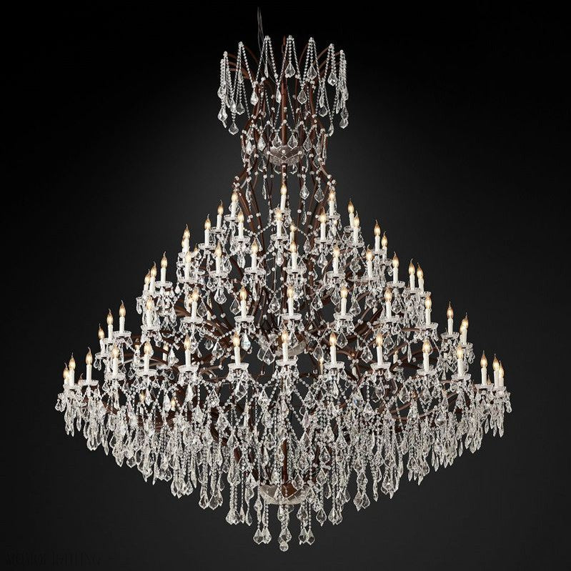 19TH Rococo Crystal Round Chandelier 101"