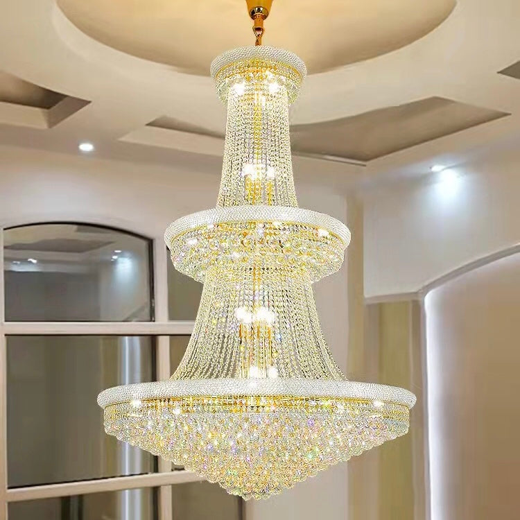 View of Luxury French Empire Chandelier for Villa Hall Ceiling Three-layers Cr