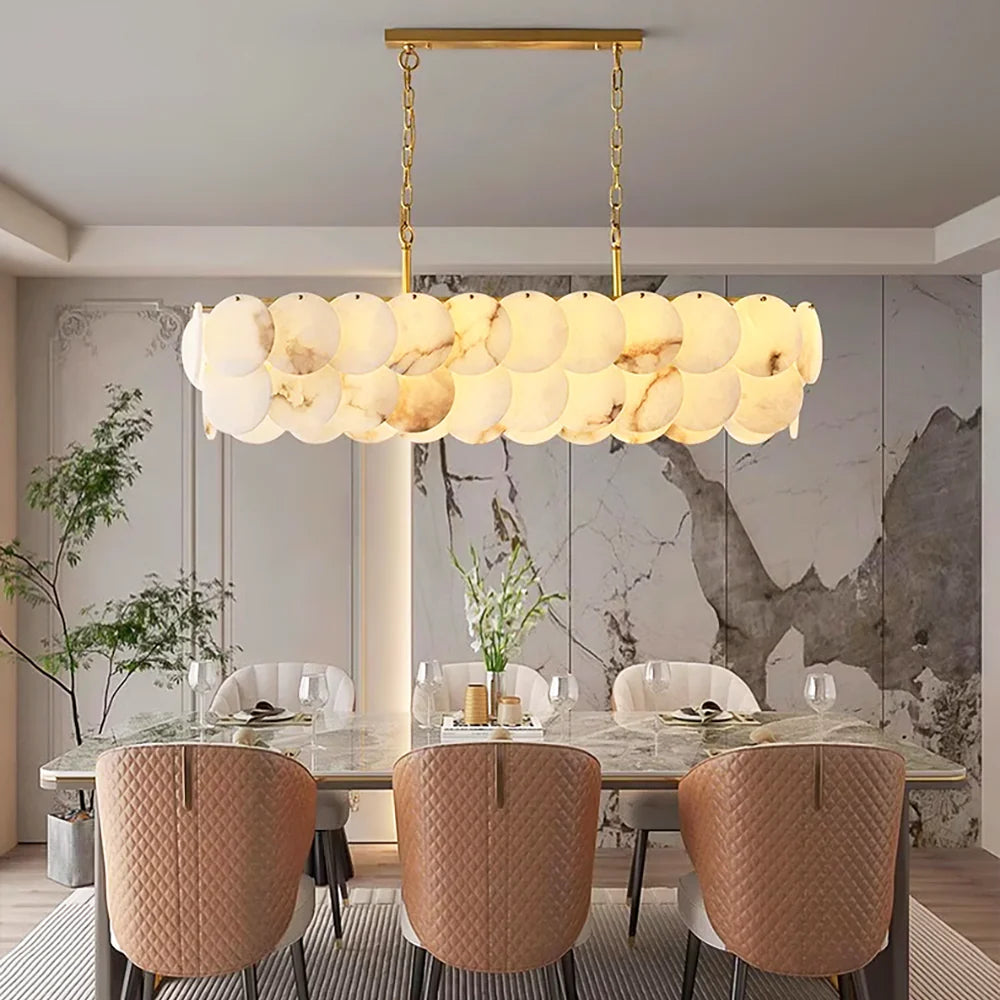 Modern Luxury Round Alabaster Chandelier