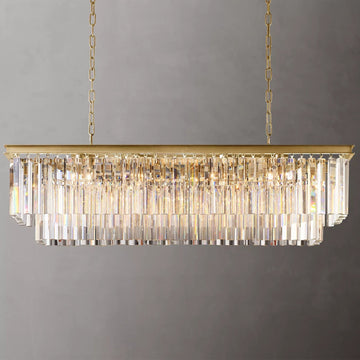 Odeon Rectangle Crystal Chandelier 49", 2-Tier