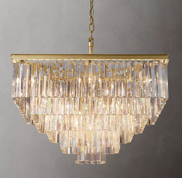 Odeon Square Crystal Chandelier 34",5-Tier