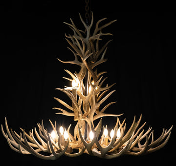 12 Light Reagan Tall Mule Deer Antler Chandelier 42"-Momo Lighting