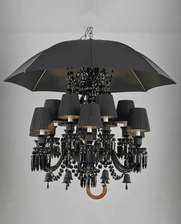 12 Lights Black Crystal Lighting with Umbrella - Blushlighting