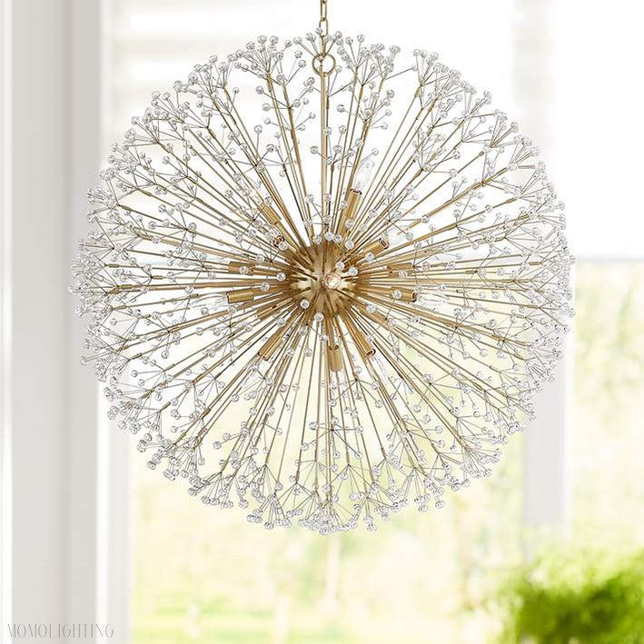 16-Light Brass Crystal Globe Chandelier 40”-Momo Lighting
