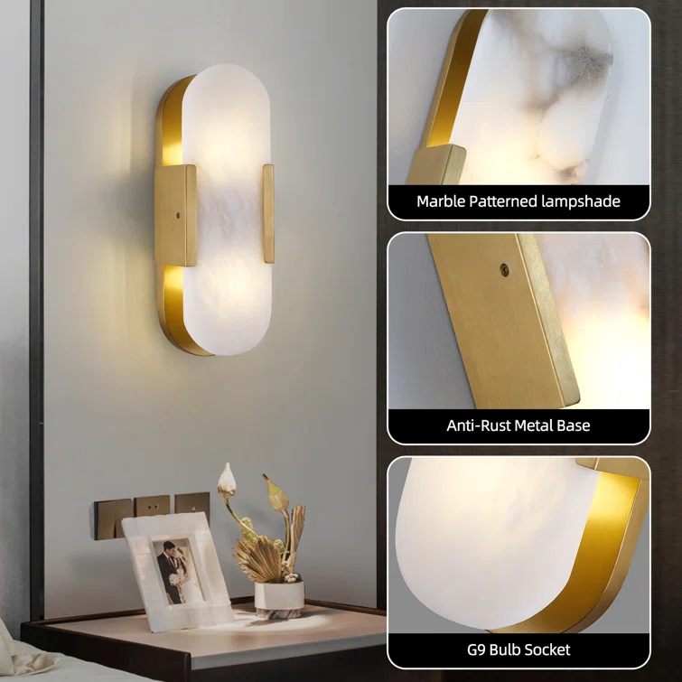 Lowell Melange Elongated Alabaster Wall Sconce 10"