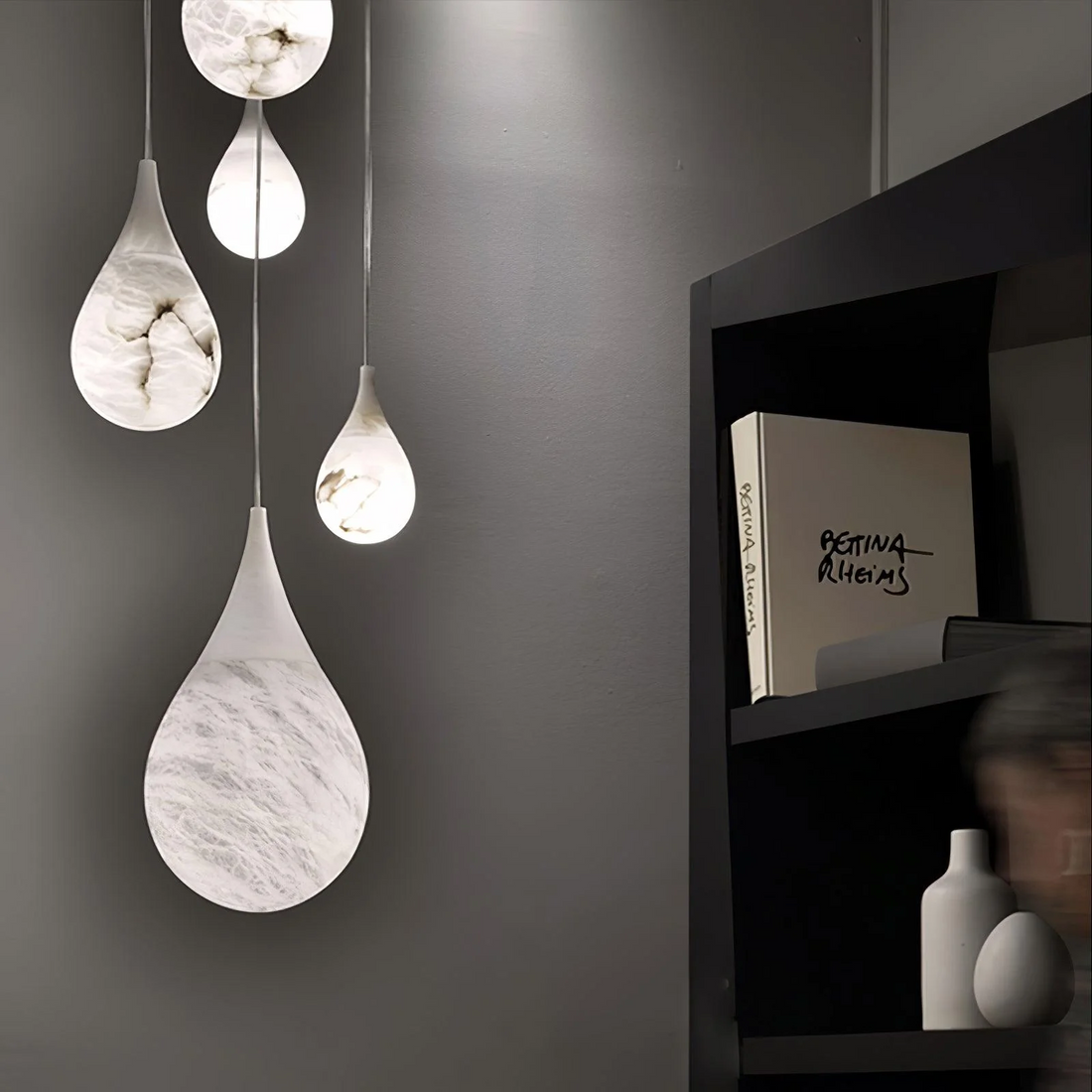 Alabaster Raindrop Pendant Lighting, Dining Table Pendant
