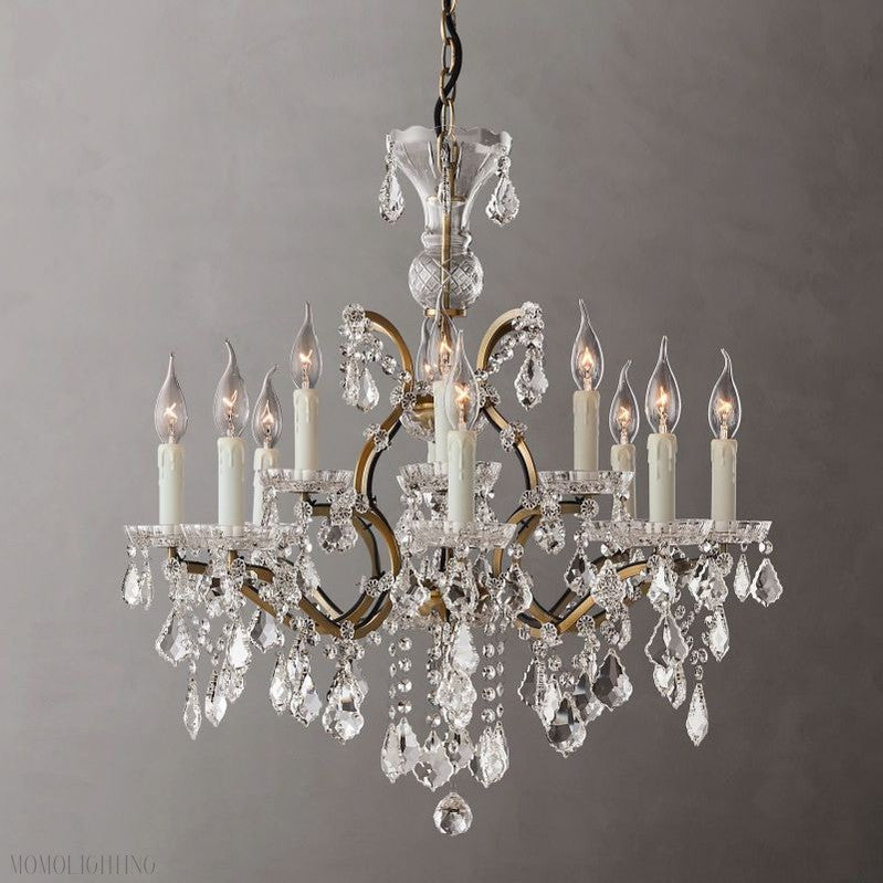 19TH Rococo Crystal Round Chandelier 28"