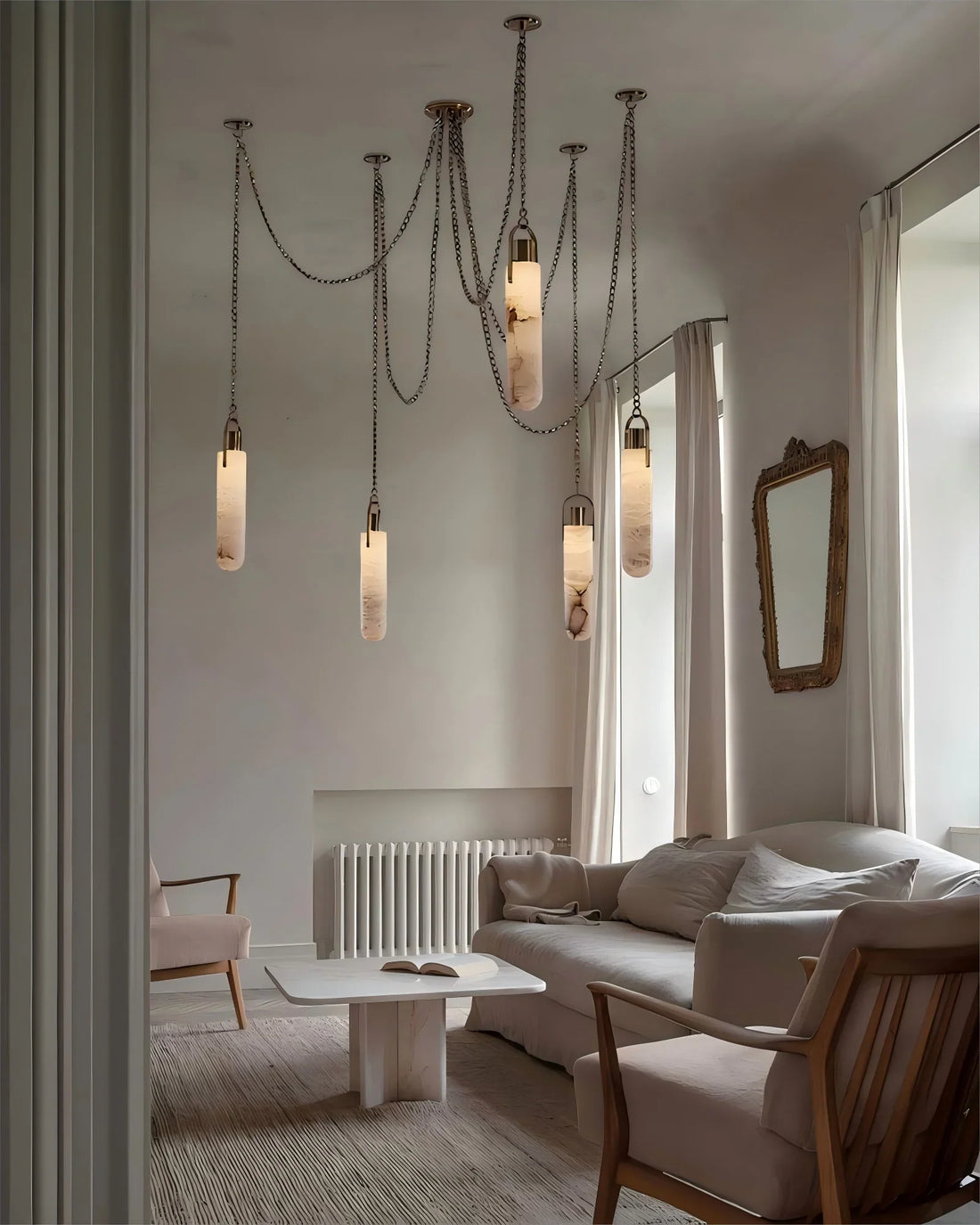 Della Flint 3-Light Alabaster Cluster Chandelier-Momo Lighting