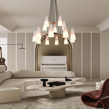 2-Tier White Porcelain Round Chandelier-Momo Lighting