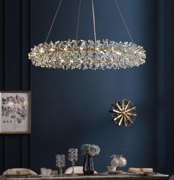 2 Wheel Frozen Ice Crystal Chandelier Light For Living Room Dining Hall-Momo Lighting