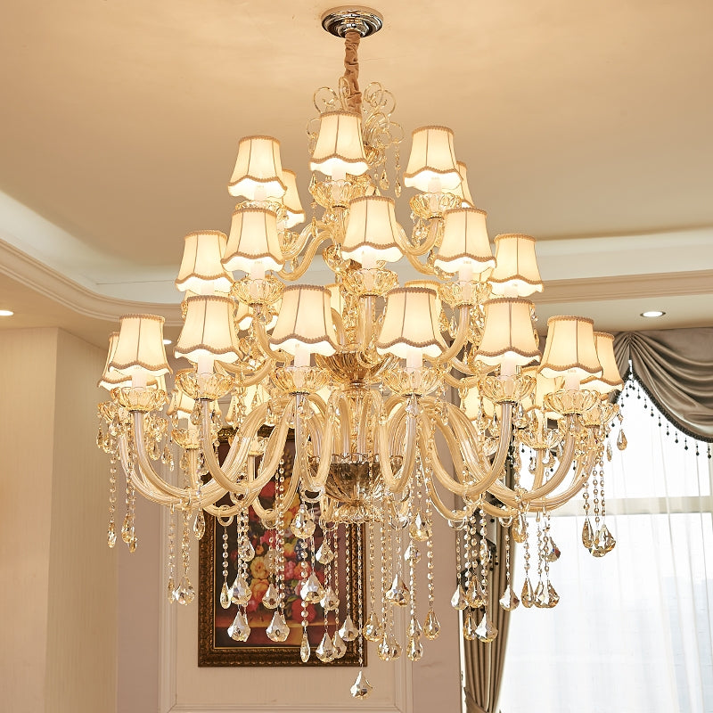 Extra Large Luxury Multi-Tiered Crystal Pendant Chandelier for High-Ceiling Rooms