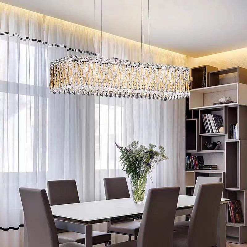 Extra Large Luxury Rectangle Crystal Pendant Chandelier for Living/Din