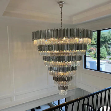 Extra Large Round Cone Tiered Crystal Chandelier for Foyer/Enterway/Living Room