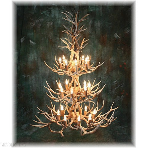 24 Light Reagan Tall Mule Deer Antler Chandelier 60"H-Momo Lighting