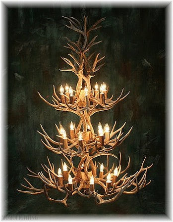24 Light Reagan Tall Mule Deer Antler Chandelier 60"H-Momo Lighting