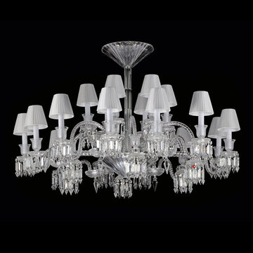 24 Lights Crystal Chandelier with Lampshades - Blushlighting