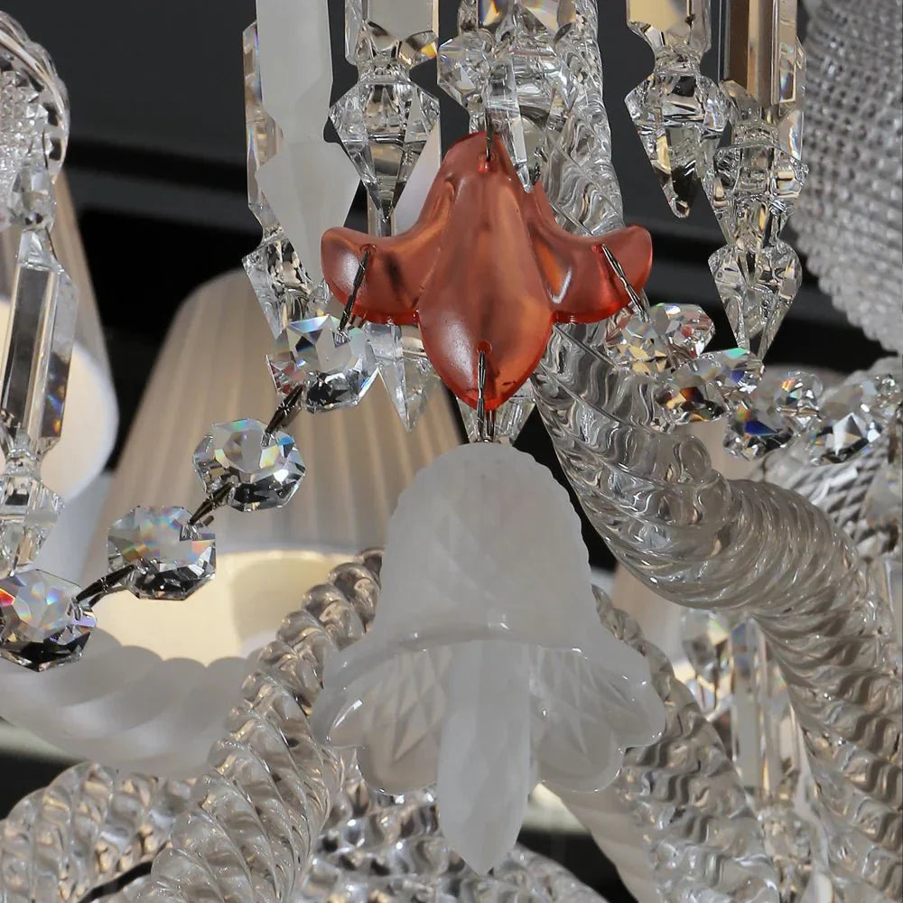 24 Lights Premium Crystal Chandelier with Lampshades - Blushlighting