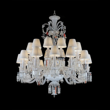 24 Lights Premium Crystal Chandelier with Lampshades - Blushlighting
