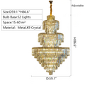 3 Layers Oversized Living Room Chandelier Luxury Foyer Entryway Crystal Light Fixture Staircase Lighting