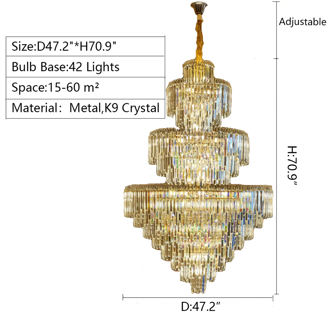 3 Layers Extra Large Living Room Chandelier Luxury Foyer Entryway Crystal Light Fixture-Momo Lighting