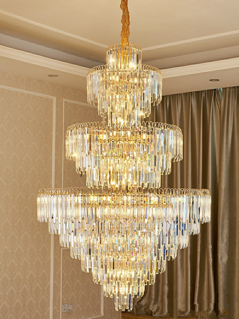 3 Layers Oversized D78.7"*H137.8"/ 85 Lights Living Room Chandelier Magnificent Luxury Foyer Entryway Hotel Lobby Hallway Crystal Light Fixture