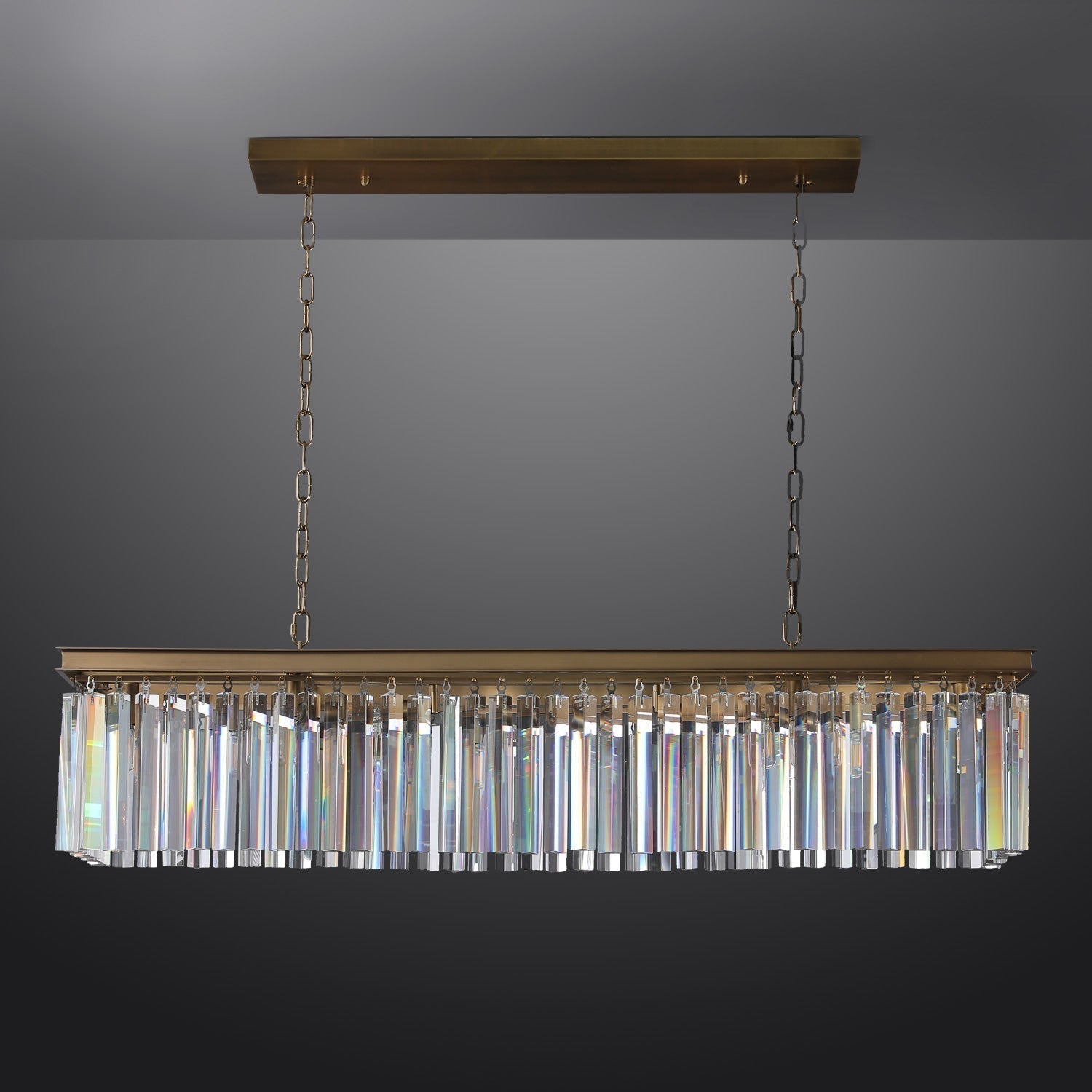 Rhys Rectangular Crystal Chandelier 49", Crystal Prism