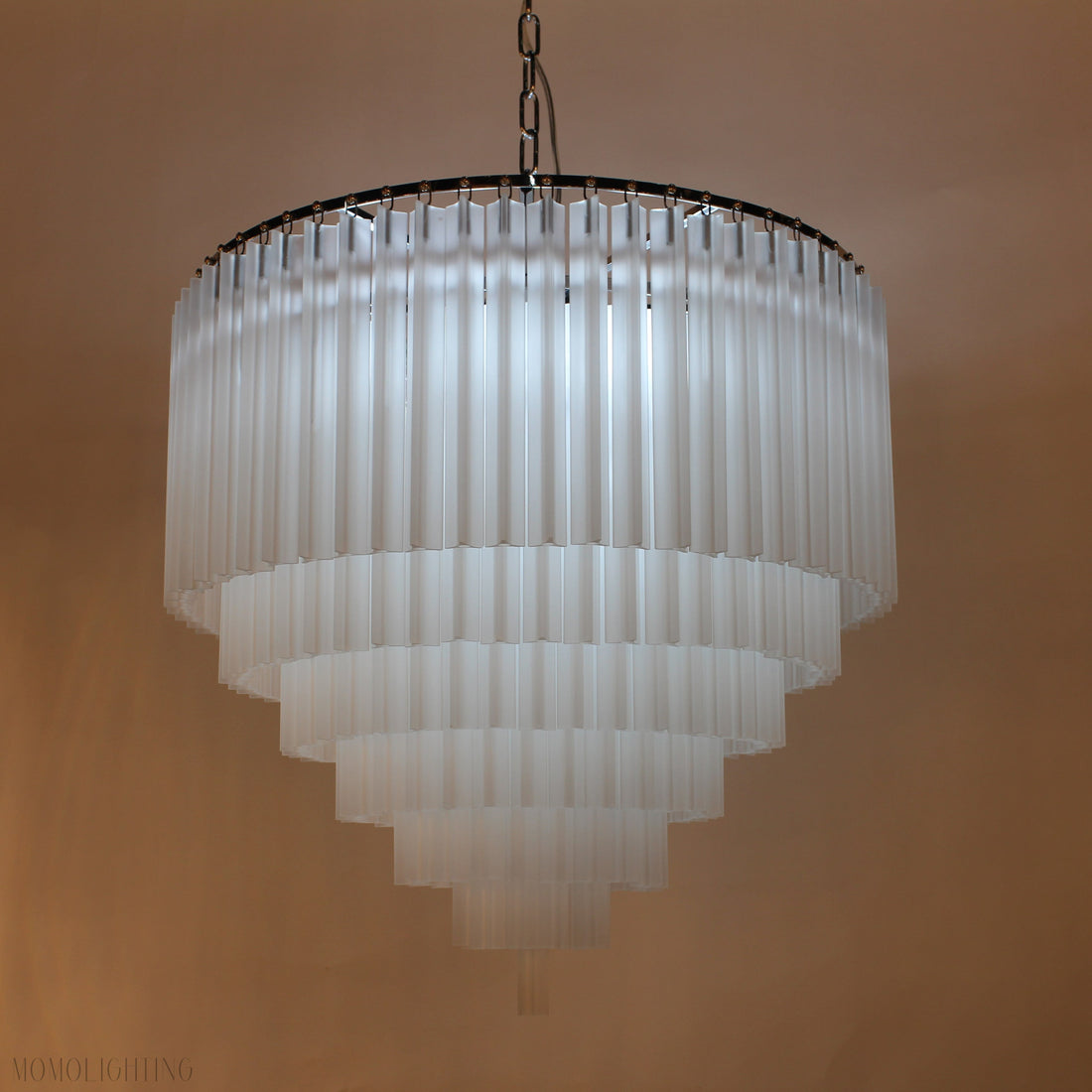 5-Tier Apex Odeon Frost Crystal Fringe Chandelier-Momo Lighting