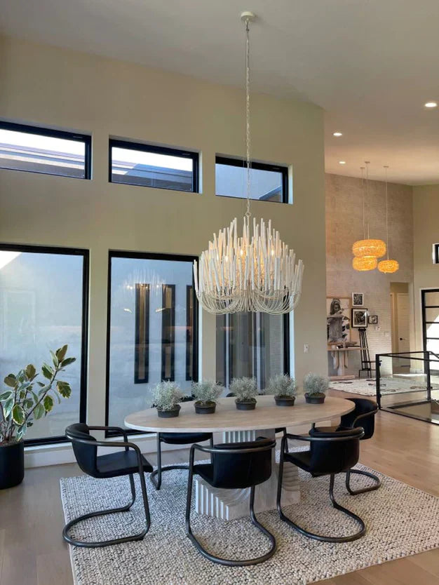 5/6-Light Modern Branch Modeling Chandelier in White or Black for Stylish Interiors-Chandeliers-Blushlighting