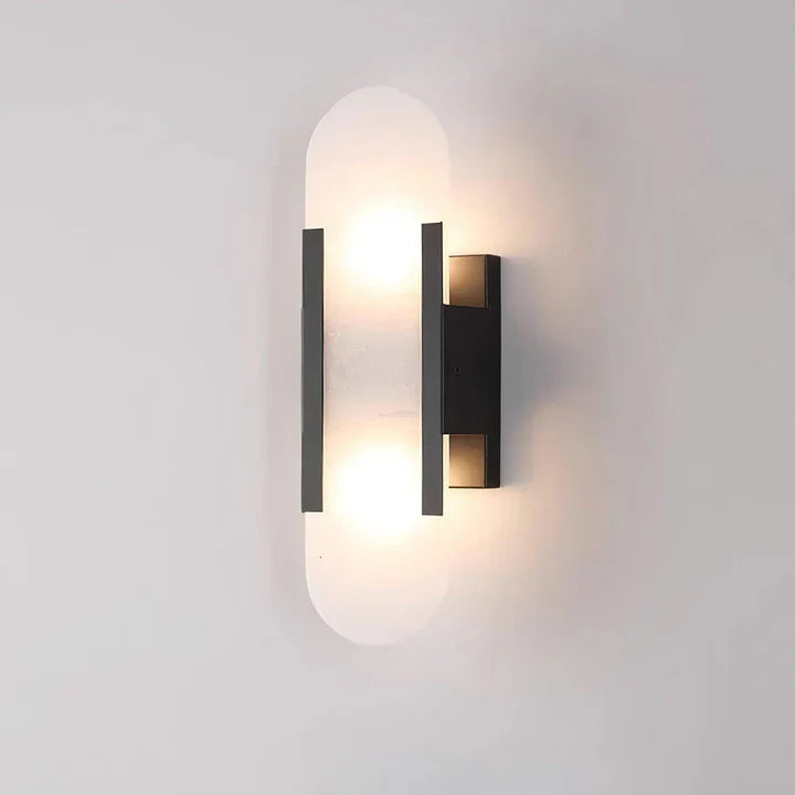 Modern Melange Elongated Alabaster Linear Wall Sconce