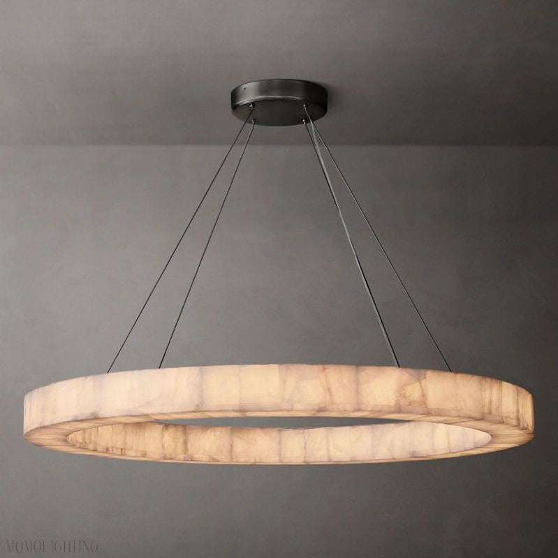 Alabaster Riven Round Chandelier 60"