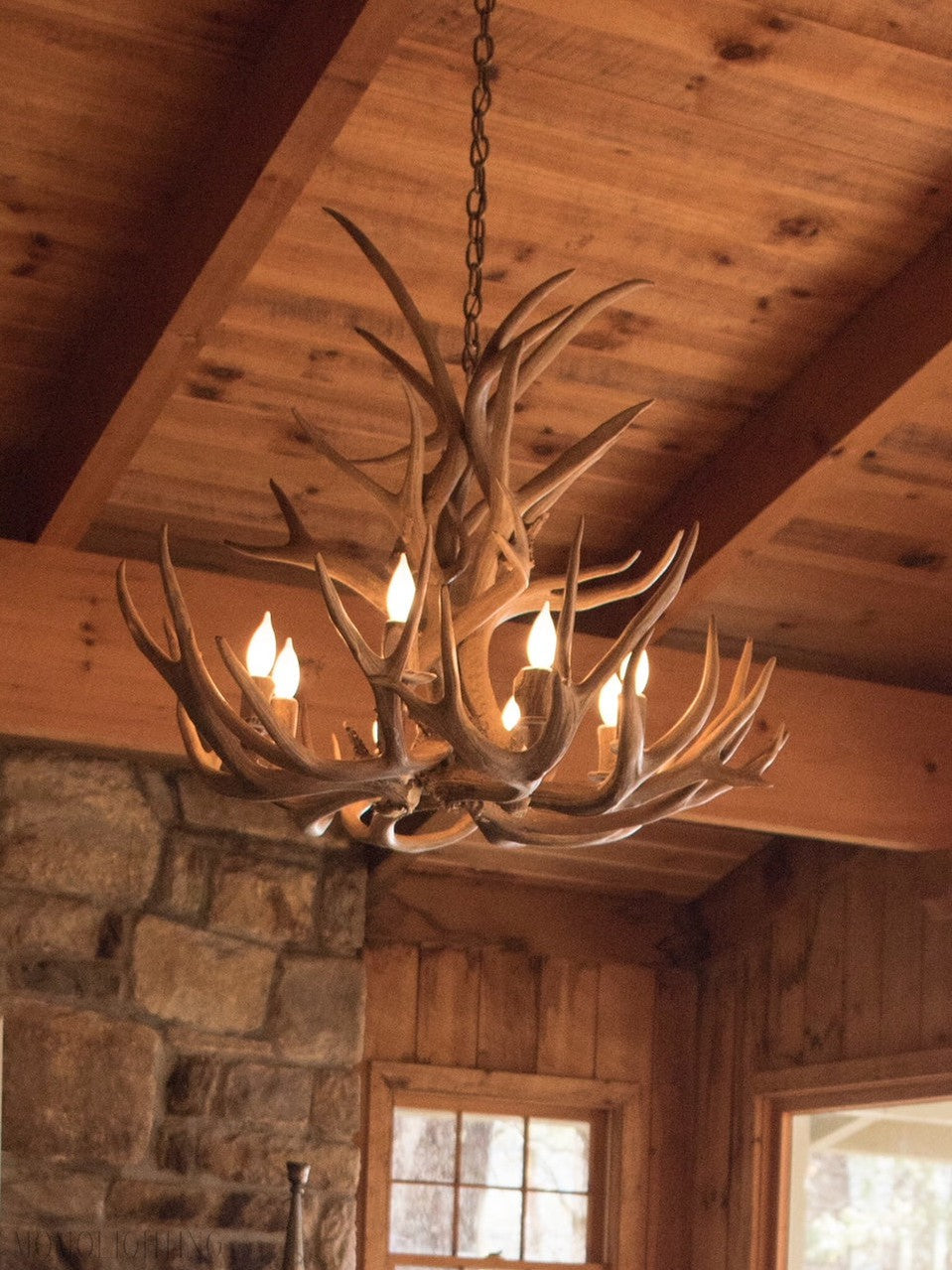 8 Light Reagan Tall Mule Deer Antler Chandelier 20"H-Momo Lighting