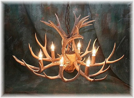 8 Light Reagan Tall Mule Deer Antler Chandelier 24"H-Momo Lighting