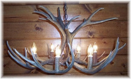 8 Light Reagan Tall Mule Deer Antler Chandelier 24"H-Momo Lighting