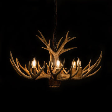 8 Light Reagan Tall Mule Deer Antler Chandelier 24"H-Momo Lighting
