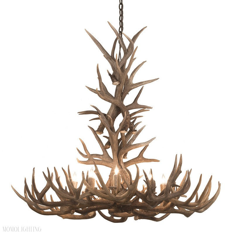 8 Light Reagan Tall Mule Deer Antler Chandelier 36"H-Momo Lighting
