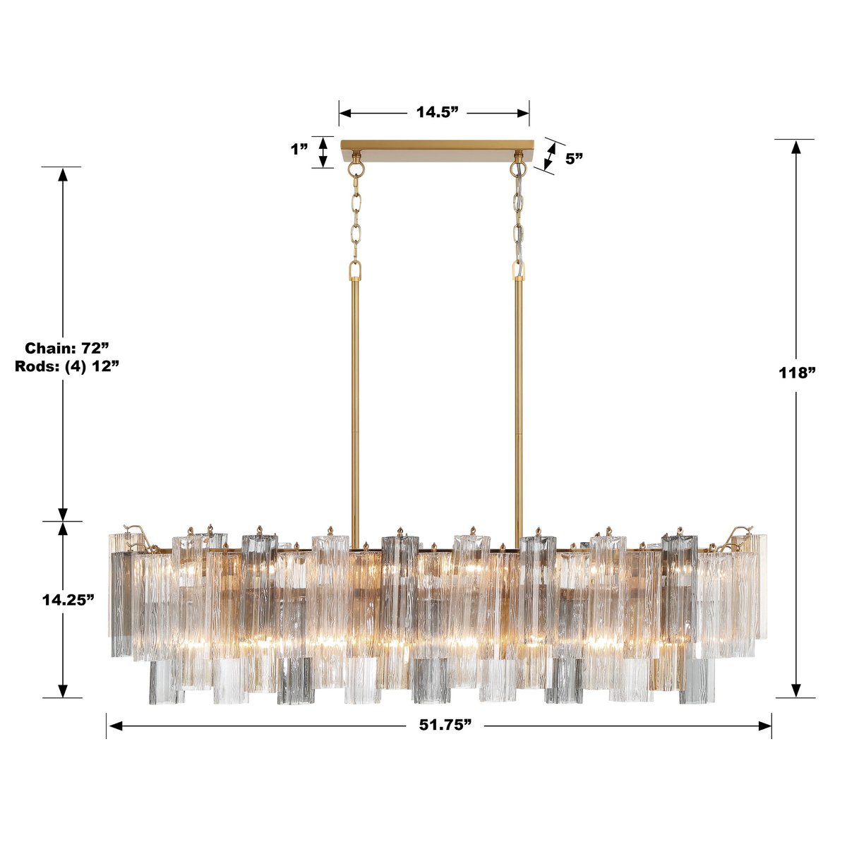 Addias Linear Chandelier 51''-Momo Lighting