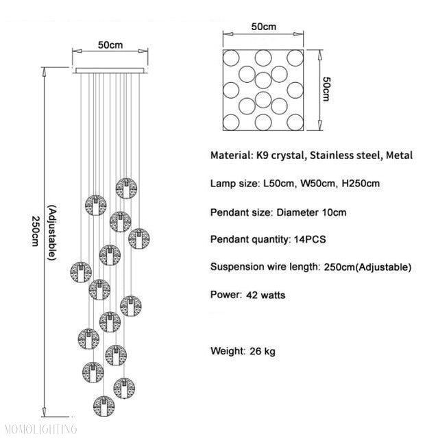 Adonis Suspension Water Drop Chandelier 43-Light-Momo Lighting