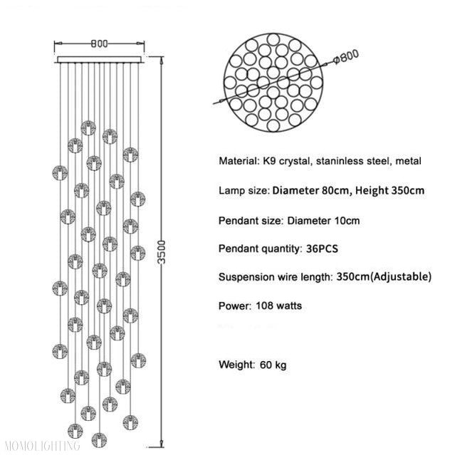 Adonis Suspension Water Drop Chandelier 43-Light-Momo Lighting