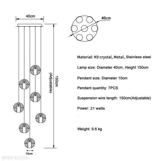 Adonis Suspension Water Drop Chandelier-Momo Lighting