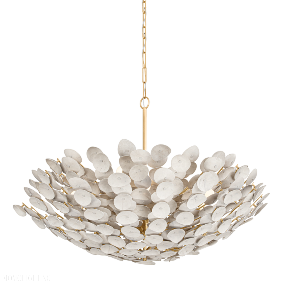 Aimi 12 Vintage Gold Leaf Chandelier Ceiling Light-Momo Lighting