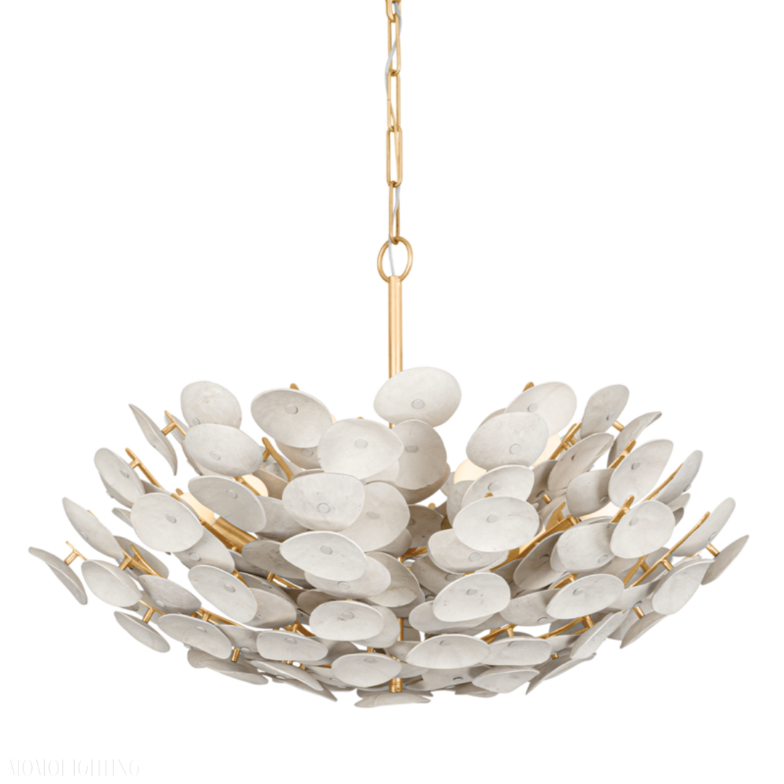 Aimi 9 Vintage Gold Ceramics Leaf Chandelier Ceiling Light-Momo Lighting