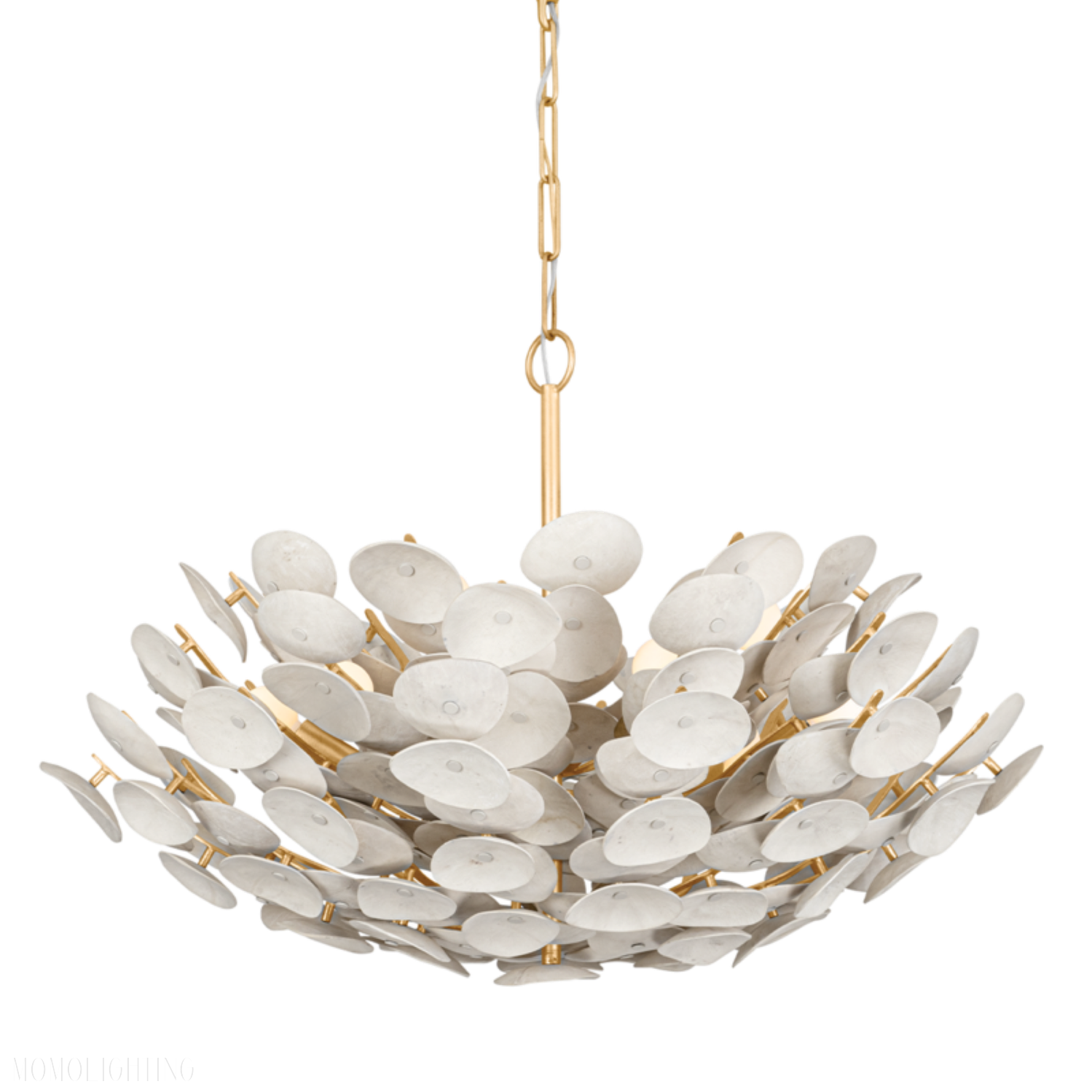 Aimi 9 Vintage Gold Ceramics Leaf Chandelier Ceiling Light-Momo Lighting