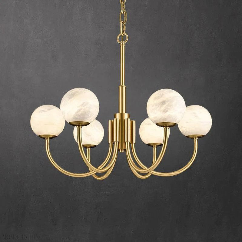 Alabaster Brass Chandelier 25.6" 31.5"-Momo Lighting