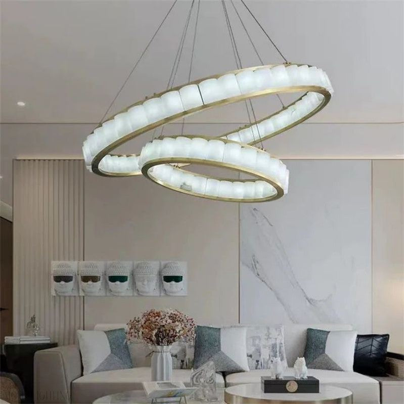 Alabaster Circle Round Chandeliers-Momo Lighting