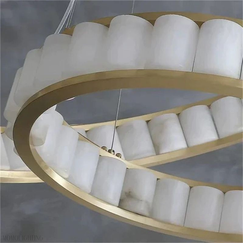 Alabaster Circle Round Chandeliers-Momo Lighting