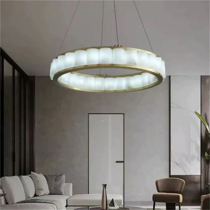 Alabaster Circle Round Chandeliers-Momo Lighting
