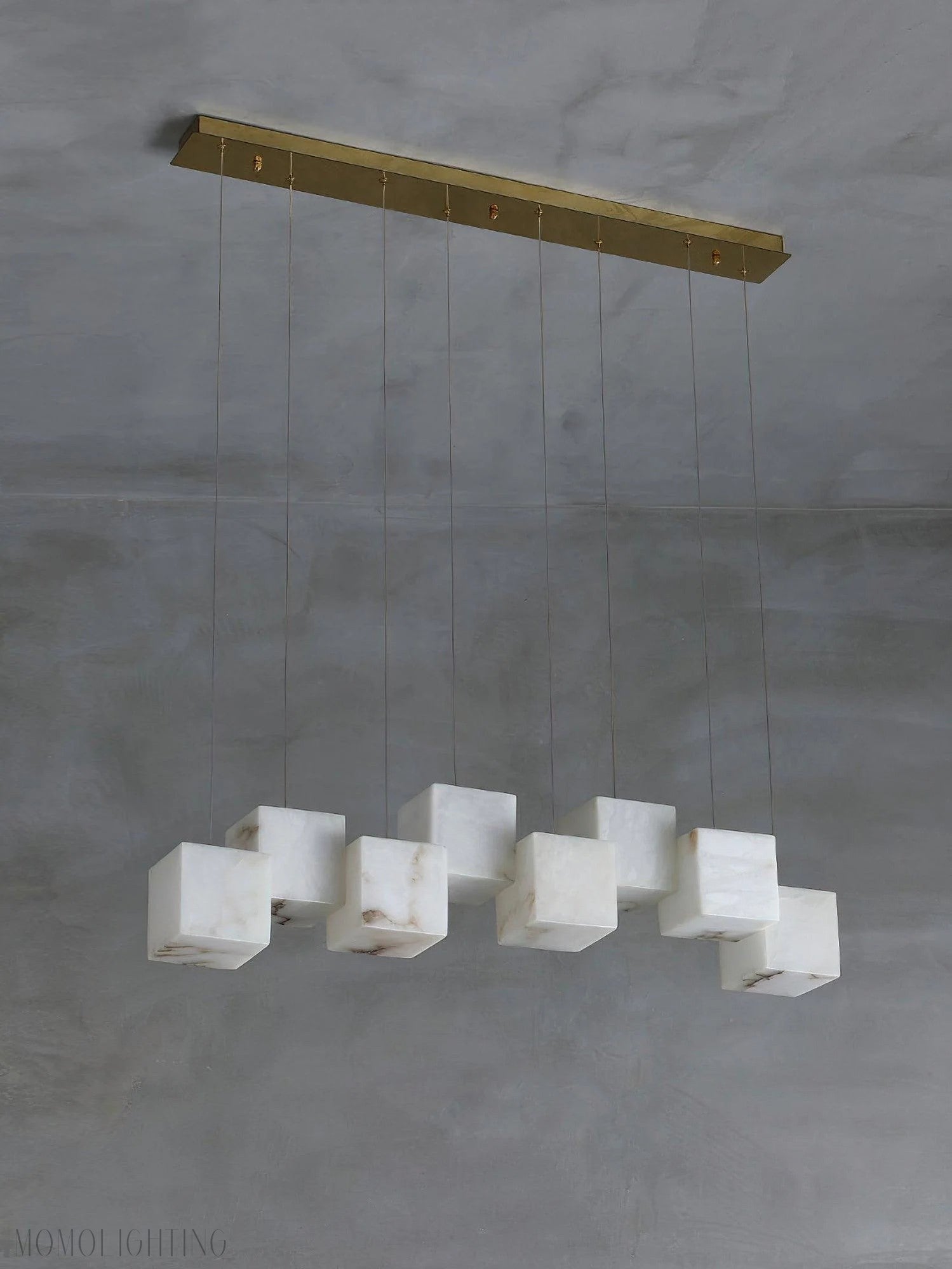 Alabaster Cubic Linear Chandelier-Momo Lighting