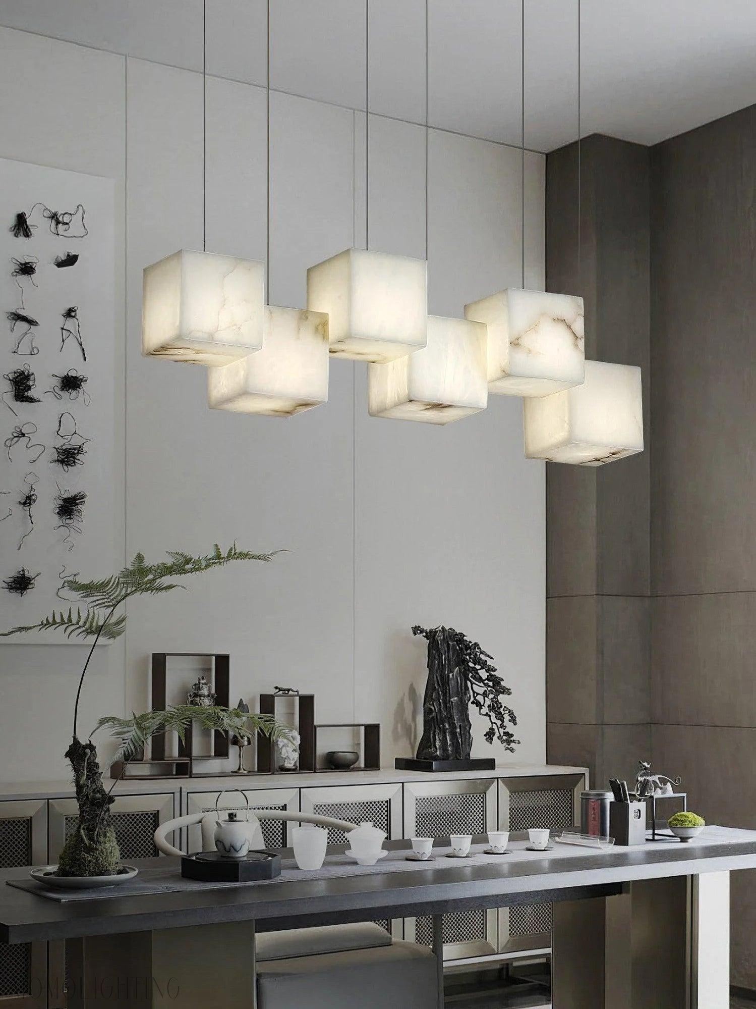 Alabaster Cubic Linear Chandelier-Momo Lighting