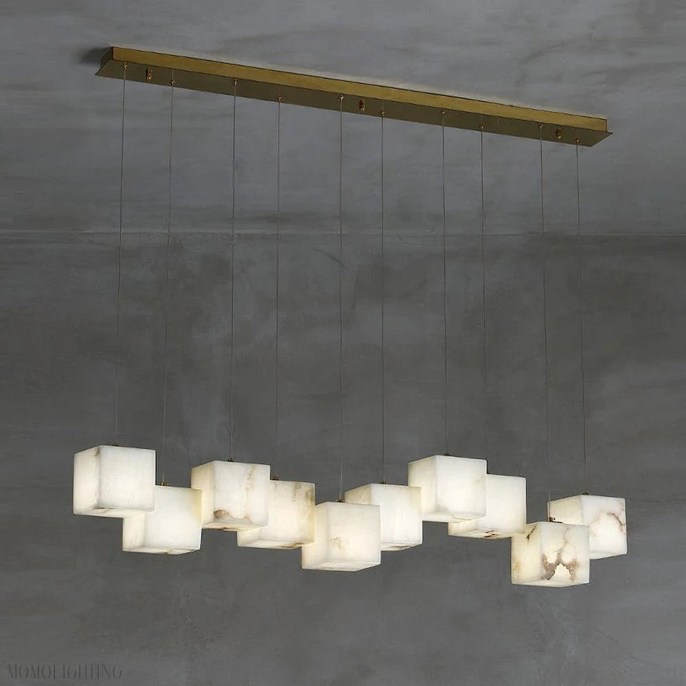 Alabaster Cubic Linear Chandelier-Momo Lighting