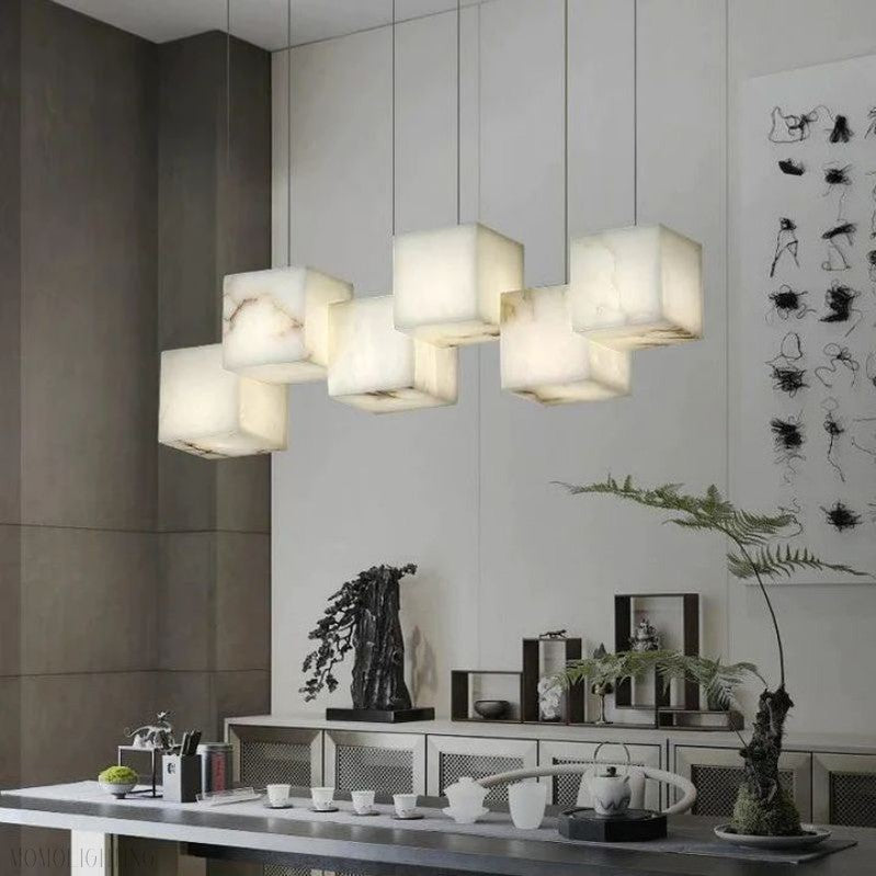 Alabaster Cubic Linear Chandelier-Momo Lighting